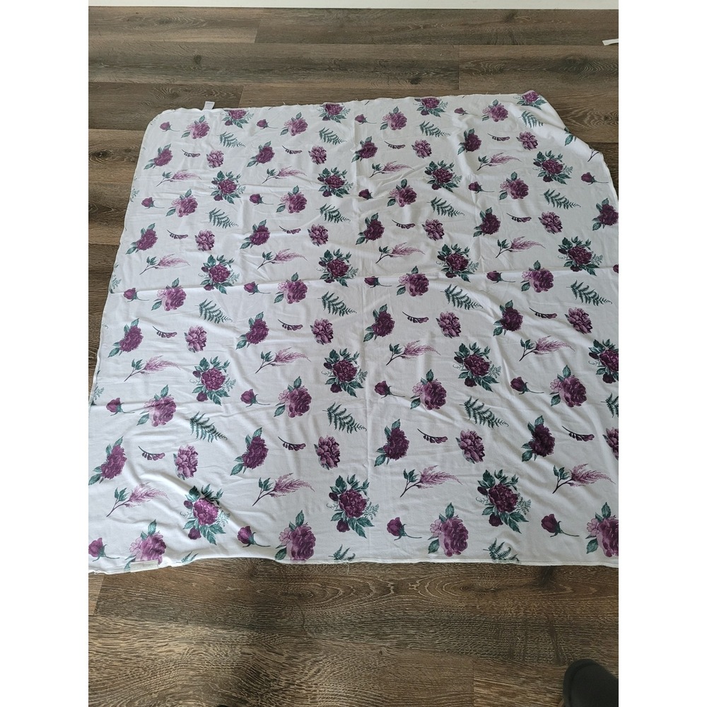 Saranoni Luxury Swaddle Blanket Purple Floral Fern White Bamboo Blend Small #7